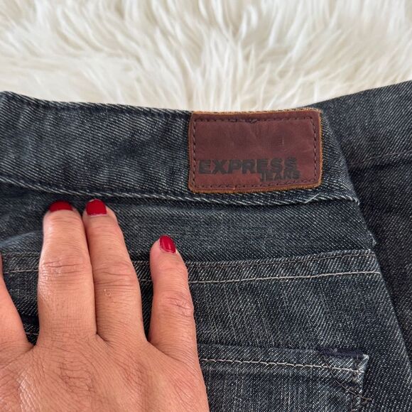 Express Y2K Women's Dark Gray Flare Jeans Size 0 - Picture 9 of 10